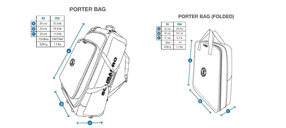 Scubapro PORTER BAG - Wymiary torby nurkowej